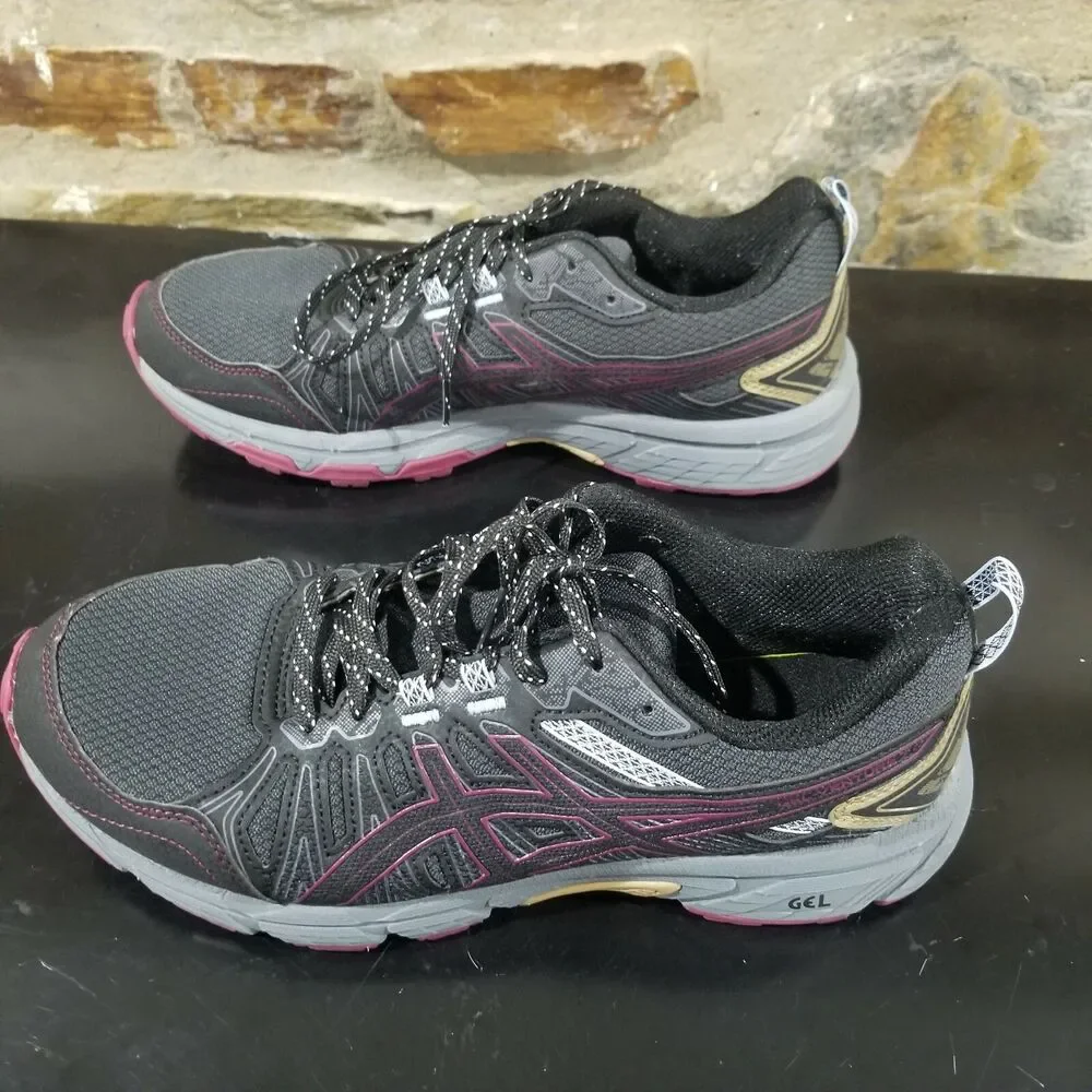 Asics 1012A476 Gel Venture 7 Black Mesh Running Sneaker Shoes Women's US 11